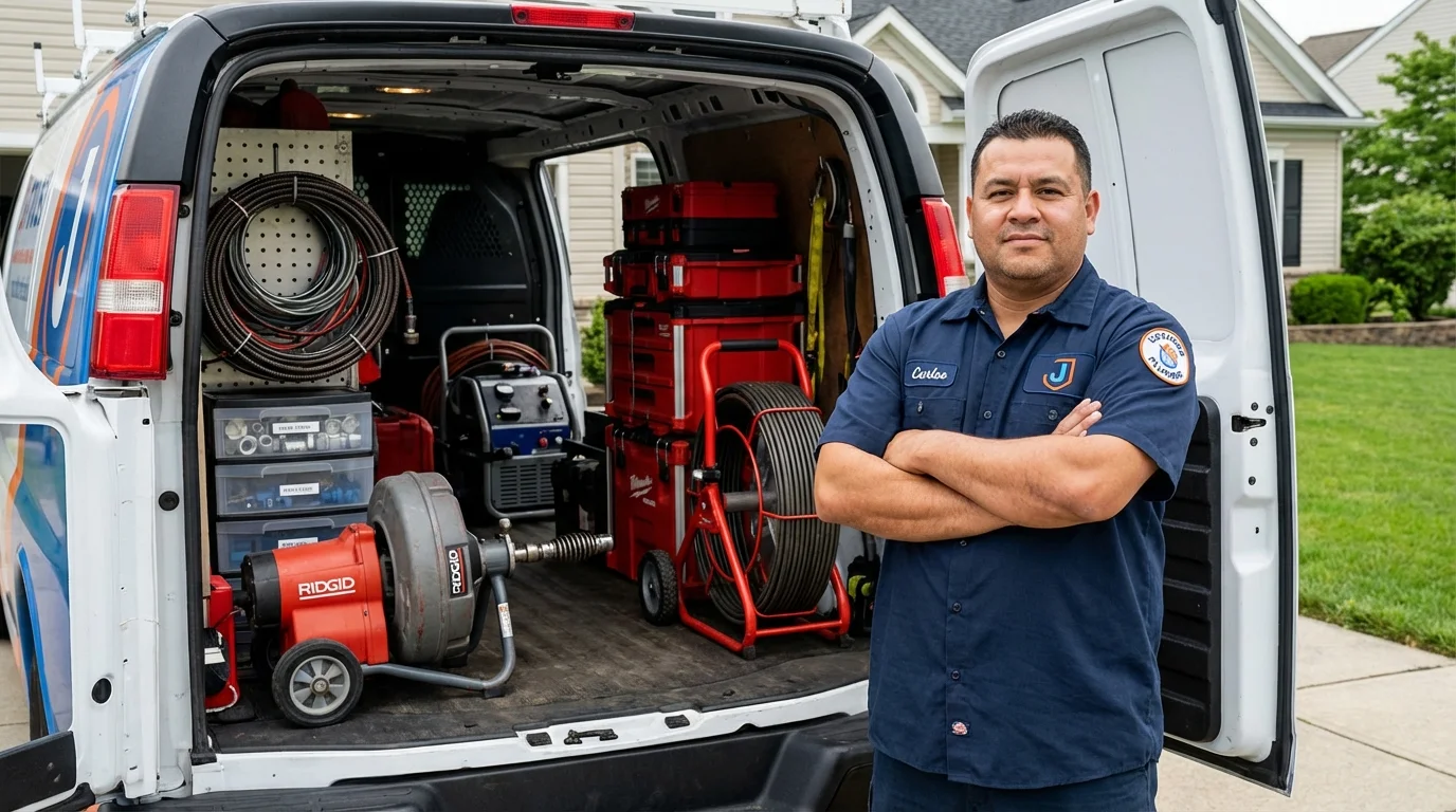 Professional drain cleaning equipment and Johns Plumbing LLC plumber in Pittsburg