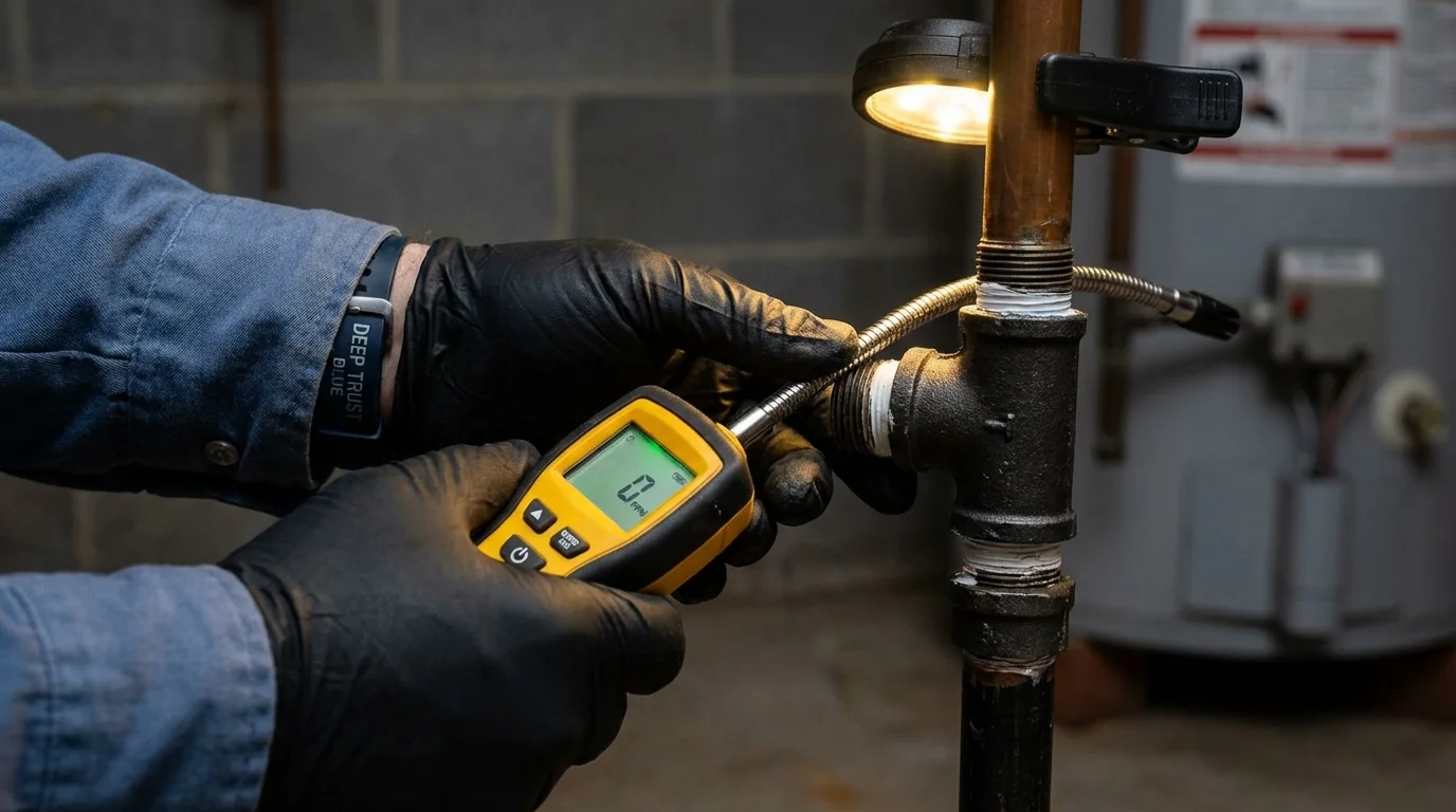 Gas leak detection with electronic sniffer by Johns Plumbing LLC in Pittsburg